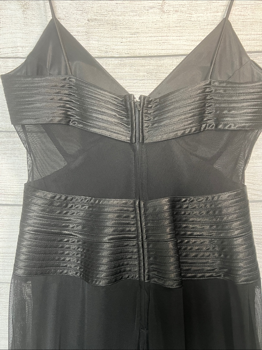 Cache Black Mesh Godet Midi Dress 8 Satin Y2K Evening Cocktail Vintage Feminine - Picture 6 of 10